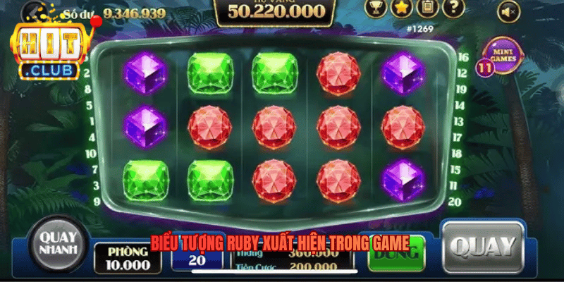 Kim Cương – Nghệ Thuật Quay Hũ Đẳng Cấp Tại Hitclub Biểu tượng Ruby xuất hiện trong game
