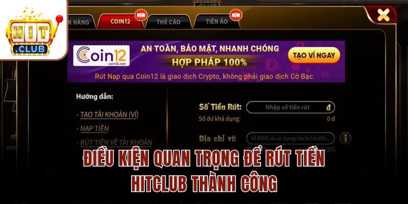 Rút Tiền HITCLUB Nhanh Gọn, An Toàn Và Bảo Mật Nhất 2026 Điều kiện quan trọng để rút tiền HITCLUB thành công